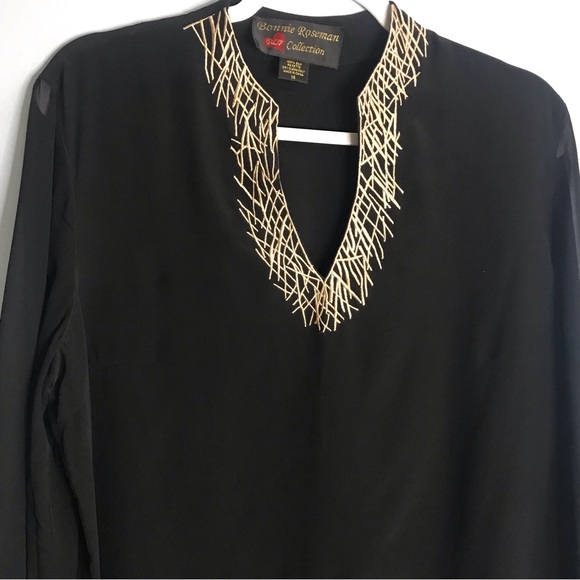 Vintage Bonnie Roseman Silk Tunic Top SZ 14 - Picture 2 of 9